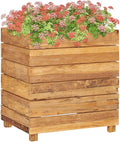 Raised Bed 19.7x15.7x21.7 Solid Wood Teak and SteelRaised Garden BedOutdoor Planters for Flower Herb Garden