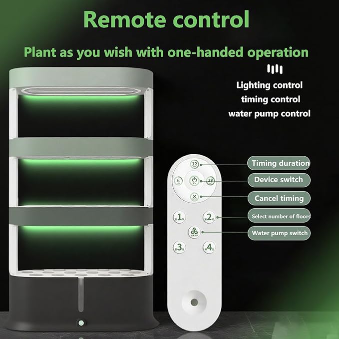 Hydroponic Cultivation System with Remote Control Automatic Pump &amp Timer for Herbs and Vegetables in greenhouses
