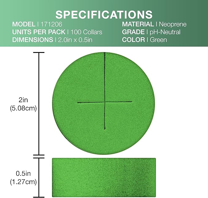 2” Neoprene Foam Inserts for Hydroponics Growing System Clone Machine Propagation Indoor Gardening 100 Pack Green