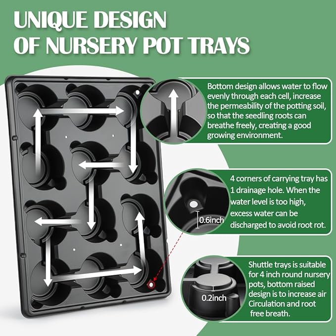 4 inch Round Nursery Pots 60pcs 12 Cell Nursery Pots Trays 5 Pcs Sturdy Seeds Starting Germination Shuttle Carrying Trays Small Planter Nursery Propagation 5 Sets