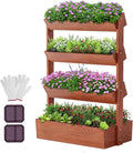 DoCred Vertical Wooden Raised Garden Bed 4 Tier Garden Planters Freestanding Wood Plant Stand Flower Rack Wooden Planter Box for Plants Herbs Flowers Vegetables Outdoor Indoor Gardening