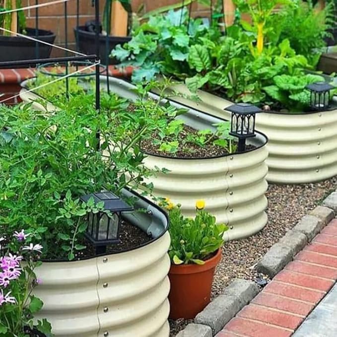 Oval Planter Raised Beds Raised Garden Bed Outdoor Galvanized Metal Planter Box Multi-Size Modular Garden Bed Kit Oval Versatile Planting (Color : Green-A Size : 105x60x20cm)