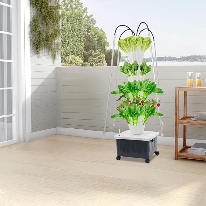 Hydroponics Indoor Garden Growing System Automated Aeroponic Vertical Garden Tower LED Grow Lights Planting Kit Plants40 Planting Holes