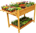 8 Pockets Horticulture Raised Garden Bed Elevated Wood Planter Box Stand with Foldable Side Table and Storage Shelf for Herb/Vegetables/Flowers (49 L x22 W x32 H)