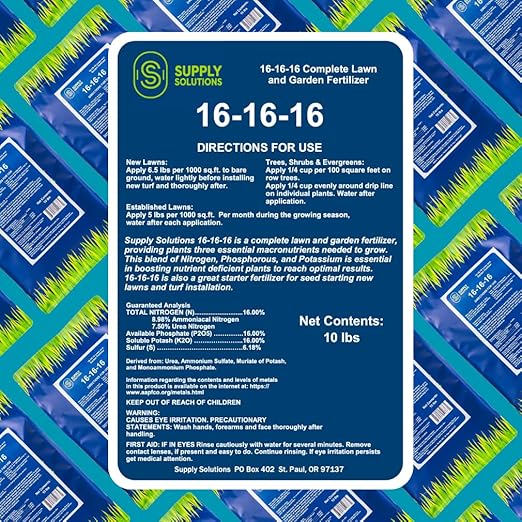 Supply Solutions 16-16-16 Complete Lawn &amp Garden All Purpose Granular Fertilizer - The Ultimate Plant Food for Lush Greenery &amp Vibrant Blooms - for All Plants Vegetables Fruits and Berries