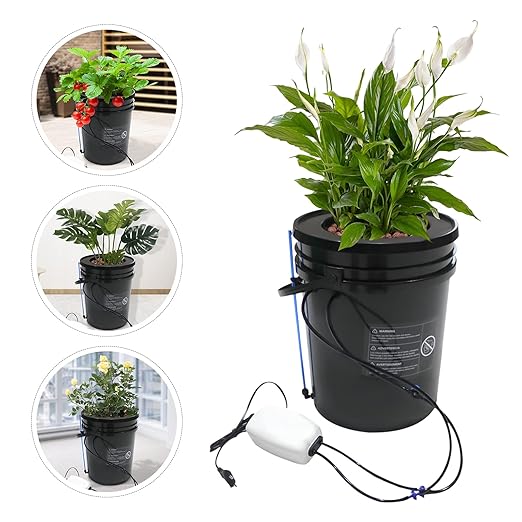 2 in 1 Deep Water Culture Kit with Air Pump Soilless Planting System Hydroponic Grow System Kit Feed Circulation Drip Irrigation 5-Gallon Deep Water Culture for Indoor&ampOutdoor