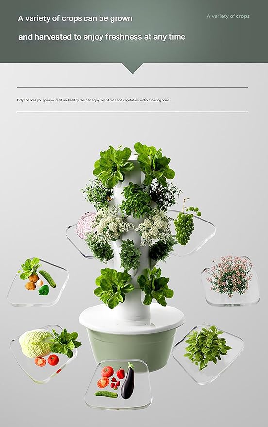 Hydroponic Tower Growing System Vertical Planter Tower with Climbing Trellis 20/28/36 Plants Sites Water Circulation Suitable for Indoor and Greenhouse