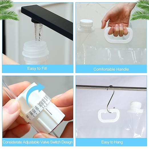 4 Pcs 6.5 L Extra Large Plant Drip Irrigation Bag Automatic Watering Bags Self Automatic Watering System Drip Irrigation Device with Adjustable Valve Switch for Gardening Flower Outdoor Clear