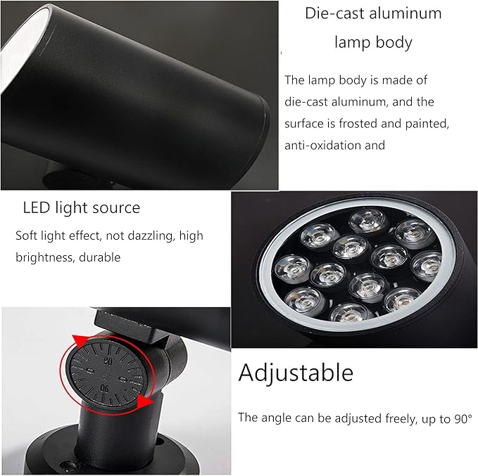 Ceiling LampOutdoor LED Landscape Lights Plugin Adjustable 90 Degree Waterproof Spotlight for Gardens Courtyards Terraces Red Light 18W IP65 Rated