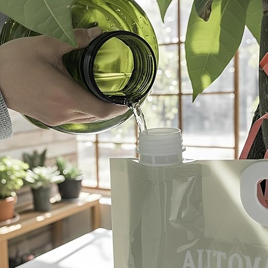 6.5L Plant Self Watering Bag Automatic Drip Irrigation System with 4 Adjustable Outlets &amp Precision Flow Control Valves Waterer for Indoor Outdoor Potted Plants &amp Flowers Vacation Care（3PCS