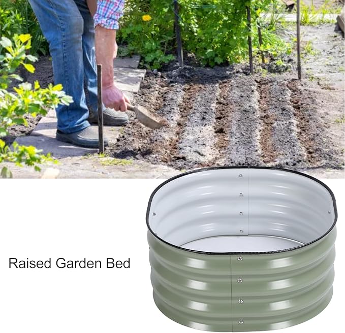 60x60x28cm Raised Garden Bed Stylish Planter Garden Boxes Open Bottom Design Raised Planter Bed Stainless Steel Open Bottom Safety Raised Garden Bed for Home School (Light Green)