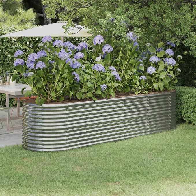 Garden Raised Bed Powder-Coated Steel 116.5x31.5x26.8 SilverWeight:38.49lbs318962