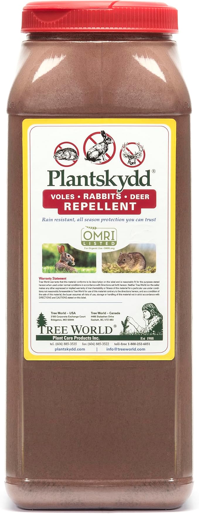Plantskydd Animal Repellent - Repels Deer Rabbits Elk Moose Hares Voles Squirrels Chipmunks and Other Herbivores 8 LB Granular Shaker Jug (PS-VRD-8)