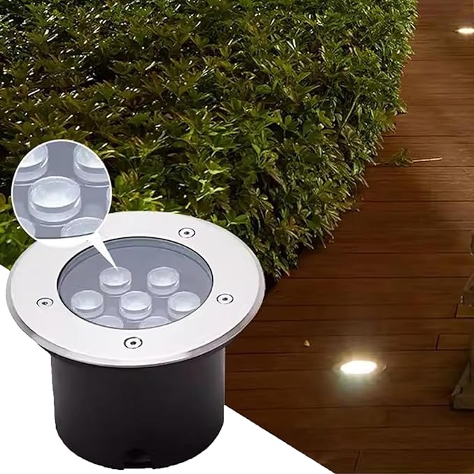 Outdoor Buried Lights - Ground Led Landscape Lamp Ip67 Waterproof Round Recessed Led Spotlight Low Pressure Stainless Steel Floor Lamp for Pathway Patio Garden Deck L-