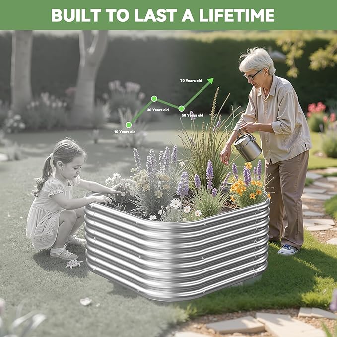 4 Pack 3x3FT Raised Beds for Gardening Corrugated Galvanized Steel Raised Garden Bed Outdoor Metal Above Ground Garden Bed for Vegetables and Flowers-3x3FTx10Inch