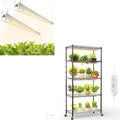 FREELICHT 5 Tier Plant Shelf with 4-Pack 2FT 30W LED Grow Lights with Timer+ 2 Pack 4FT 40W Grow Light Sunlike Full Spectrum Plant Light for Hydroponic Indoor Plant Seedling Veg and Flower