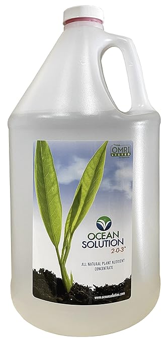 Ocean Solution Organic Liquid Fertilizer - Plant Nutrient Concentrate - Ideal for Livestock &amp Hydroponic - Easy Application No Stains or Clogging - Restores Mineral in Soils - 1 Gallon