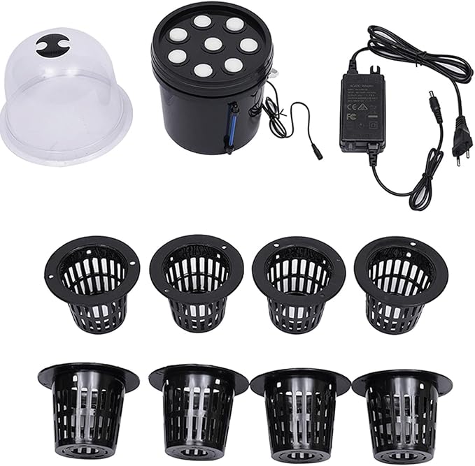Hydroponic Seedling System Kit 8-Hole 5L Sprayer Seedling Box with Dome Lid Indoor and Outdoor Hydroponics Equipment for Garden Vegetables