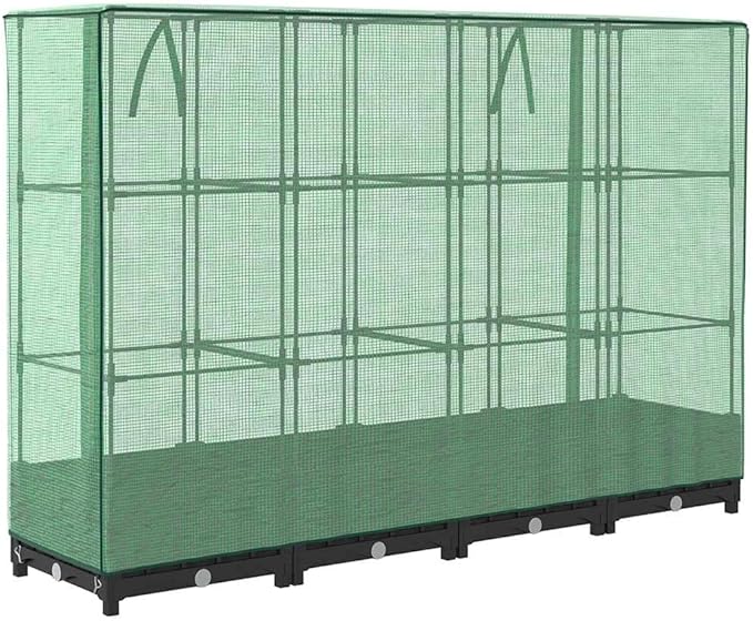 Large Raised Garden Bed Black Polypropylene Planter Box 63 inch Outdoor Gardening Basketweave Finish Elevated Plant Container for Vegetables