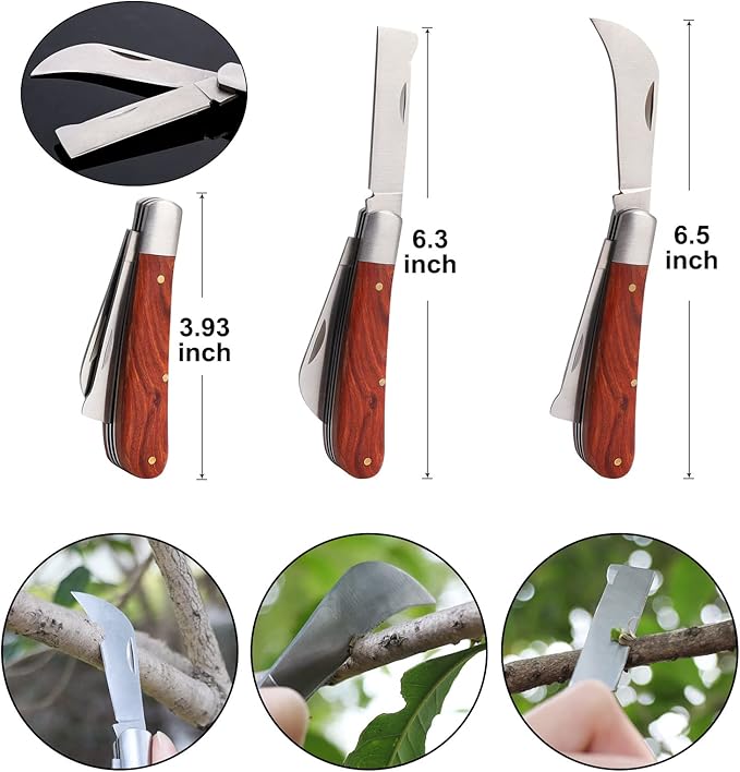 Garden Grafting Tool Kits ZALALOVA 2 in 1 Pruning Tools Including Grafting Knife Replacement Blades Grafting Tapes Rubber Bands and Labels for Plant Branch Vine Fruit Tree Cutting