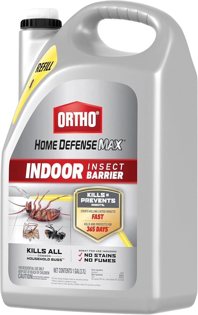 Ortho Home Defense Max Indoor Insect Barrier Extended Reach Comfort Wand Plus Refill Bundle - Indoor Bug Spray Kills Ants Roaches Spiders and More 1 gal.
