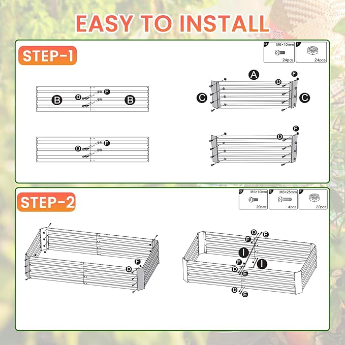 PayLessHere Galvanized Garden Bed 8x4x1FT Outdoor Raised Garden Bed for Vegetables Flowers and Herbs Planter Boxes Large Galvanized Steel Raised Bed Kit with Metal Pole Reinforcement Silver