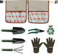 Garden Tool Set 8 Pcs Stainless Steel Heavy Duty Metal Gardener Gardening Hand Tool Set with Belt Bag Includes 8 Small Pockets Outdoor Heavy Duty Gardening Work Set with Ergonomic Handle