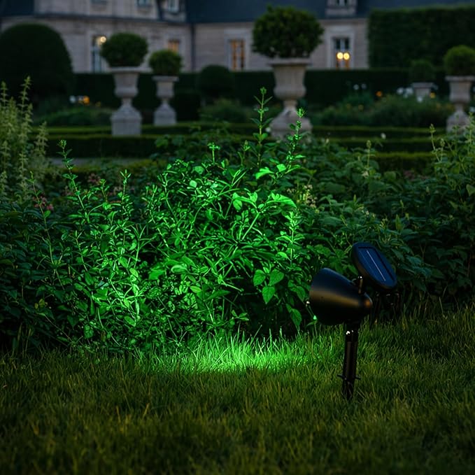 2 Pcs Solar Spotlights Green Waterproof Led Outdoor Lights With Solar Panel For 6-8H Garden Lawn Patio Yard Decor