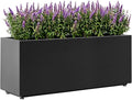 40Wx12Dx16H Metal Planter Raised Garden Bed Rectangular Planter Box for Outdoor Plants Vegetables &amp Vines Features Drainage Holes &amp Adjustable Feet Easy Assembly Black