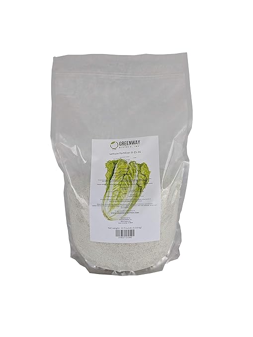 Greenway Biotech Inc. Lettuce Fertilizer Powder 8-15-36 Plus Trace Minerals and 100% Water Soluble Includes Essential Chelated Micronutrients for Healthy Plants- 10 Pounds