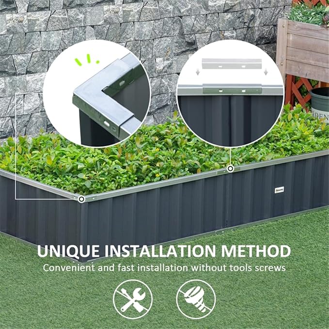 Garden BedEasy to Assemblefor VegetablesFruitsHerbs Flowers Metal Raised Garden(68.5 L x 35.5 W x 11.75 H). (Dark Gray)