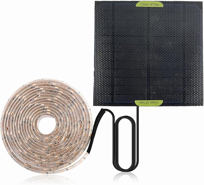 Yeory Solar Powered Grow Lights 16.4ft Plant Light Strip with Solar Panel Full Spectrum Grow Lights Heat Lamp for Outdoor Indoor Garden Greenhouse Supplies