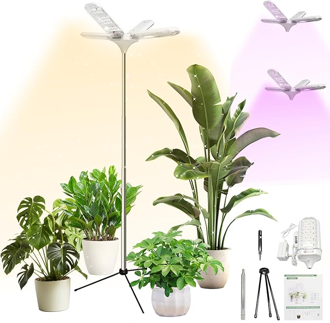 Grow Lights for Indoor Plants 240 LEDs Full Spectrum 15-67 Inches Height Adjustable 3/9/12H Auto Timer ＆ 4 Dimmable Brightness for Large and Small Plants