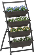 HAPPYGRILL 4-Tier Vertical Raised Garden Bed Elevated Planting Bed w/ 4 Stackable Flowerpots &amp Drainage Holes Indoor Outdoor Freestanding Planter Box w/Legs for Patio Yard (126 x 20.5'' x 49''