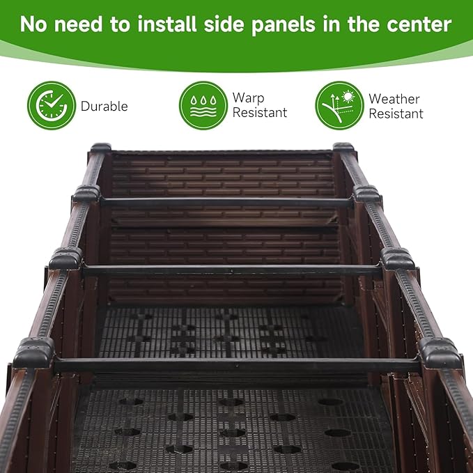 Raised Garden Beds Outdoor Polypropylene Elevated Planter Boxes Outdoor for Vegetables Flowers Herbs Garden Box with Drain Outlet Heat and Frost Resistance Planters 300lb Capacity (46X15X20in)