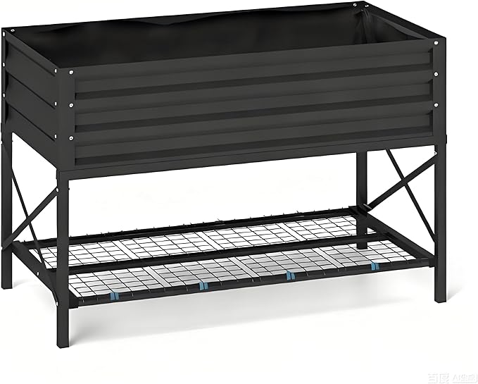 Metal Planter BoxGalvanized Raised Garden Bedwith LegsStorage Shelf and Bed Liner