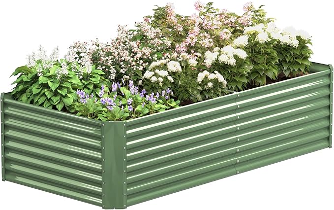 FRIZIONE 8FT(L)×4FT(W)×2FT(H) Raised Garden Bed Outdoor for Flower Garden Planter Box for Vegetable Raised Garden Beds for Herb Succulent Light Green