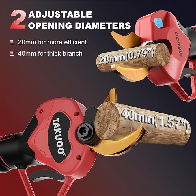 Cordless Electric Pruning Shears 1.6 Cutting Diameter Power Pruner Brushless Branch Cutter with LCD Display Dual 2.0Ah 21V Battery Powered Trimming Scissors for Gardening Tree Pruning
