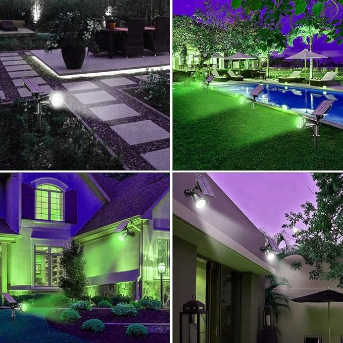Solar Landscape Lights 7 LED Solar Spotlights 2 in 1 Waterproof Security Light Solar Lights Outdoor (Green)