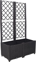 2PCS Poly Rattan Brown Trellis Raised Bed31.5 x 15.7 x 53.5 Outdoor Raised Garden Bed with Drainage HolesFree-Standing Trellis Planter Box for Vine Climbing Plants Flowers in GardenPatioBalcony