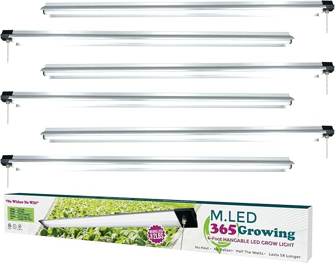 Miracle LED 365 Day Growing 4-Foot Hangable LED Commercial Grow Light with Pull Cord and Hanging Chains (6-Pack)