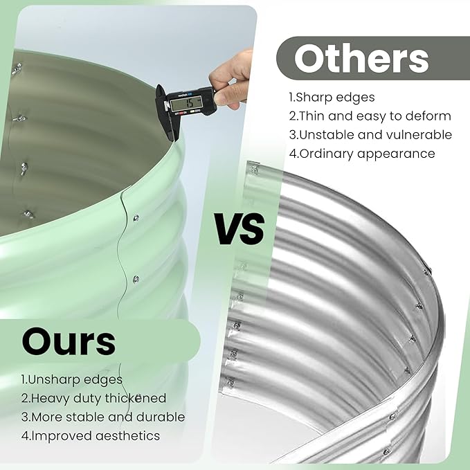 6x3x1 FT Oval Raised Garden Bed 2 Pcs Galvanized Raised Beds for Outdoor Planter Raised Boxes with Open-Ended BaseLarge Metal Raised Planter Beds for VegetablesFlowersTool-Free AssemblyGreen
