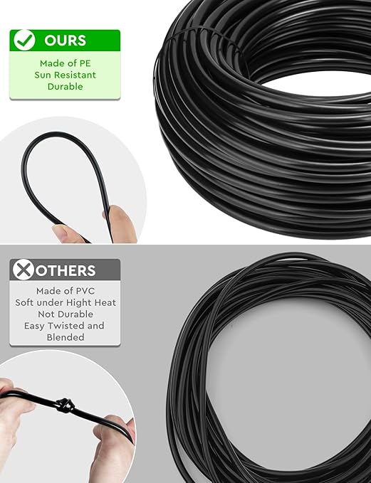 250FT Drip Irrigation System for Garden - 50FT 1/2 Main Tube &amp 200FT 1/4 Branch Tubing Brass Splitter Quick Connect Design Perfect for Outdoor Plants Raised Beds Greenhouses