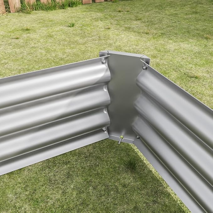 Heavy-Duty Metal Raised Garden Bed for Outdoor Vegetable Herb and Flower Planting – Durable Galvanized Steel Planter Box (Silver with 6x3x1ft)