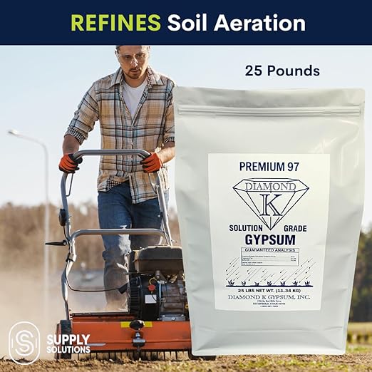 Supply Solutions Gypsum Powder - Purest and Soluble Houseplant Food Fertilizer for Indoor Plants Outdoor Lawn Vegetables - Indoor Plant Nutrients Improve Plant Growth (25 Pounds)