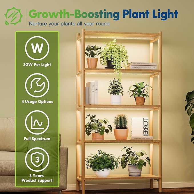 FREELICHT 6 Pack LED Grow Light 4FT (4 x 2FT) Grow Lights for Indoor Plants Sunlike Full Spectrum 40W+120W(4 x 30W) Linkable T8 Grow Light Strips for Greenhouse Plant Shelf Succulent Seeding