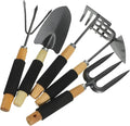 5pcs Gardening Tool Set with Hand Rake Spade Cultivator Hoe and Fork – Portable Garden Hand Tools for Planting and Landscaping Tasks