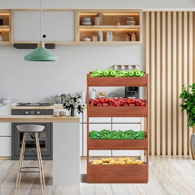 DoCred Vertical Wooden Raised Garden Bed 4 Tier Garden Planters Freestanding Wood Plant Stand Flower Rack Wooden Planter Box for Plants Herbs Flowers Vegetables Outdoor Indoor Gardening