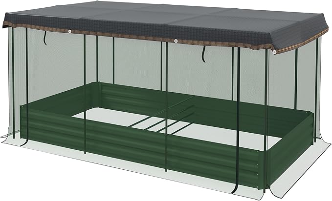4x8ft Premium Heavy Duty Durable UV-Resistant Garden Shade and Cage Protection System Raised Bed Green Optimal Plant Growth