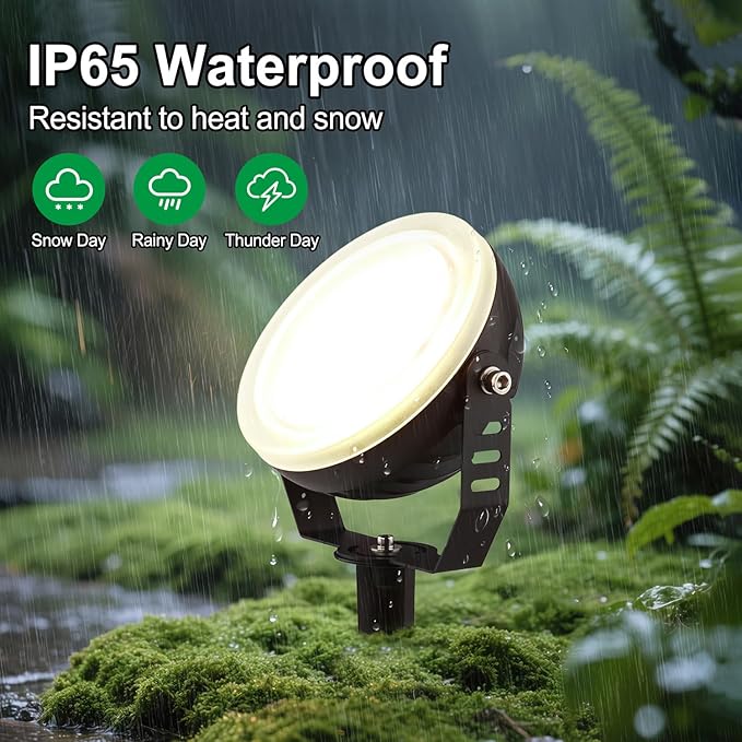 12W LED Edge-Lit Landscape Spotlight IP67 Waterproof 120V 3000K Thickened Aluminum 270° Adjustable Bracket for Yard Garden Tree Architectural Lighting